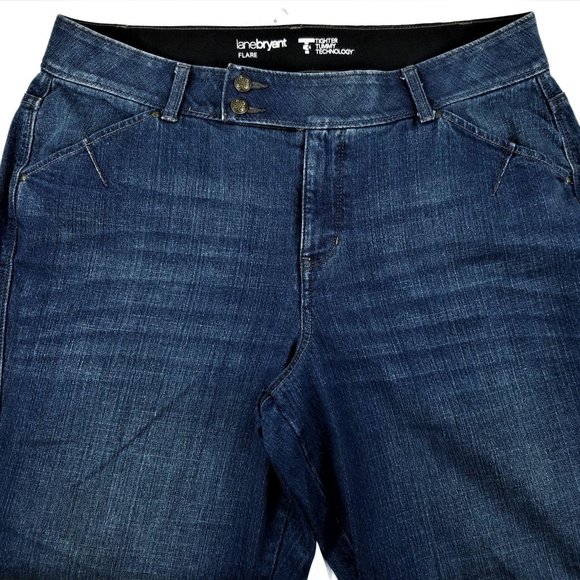 Lane Bryant Flare Jeans Stretch Tighter Tummy Blue - Picture 8 of 8